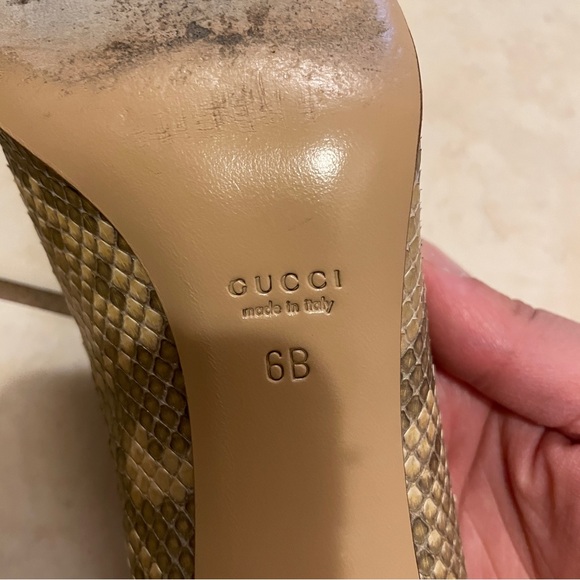 Gucci Gold Snakeskin Heels - Picture 7 of 7
